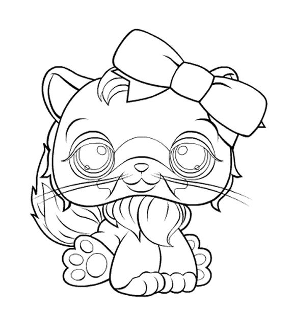 coloriage petshop chat avec noeud